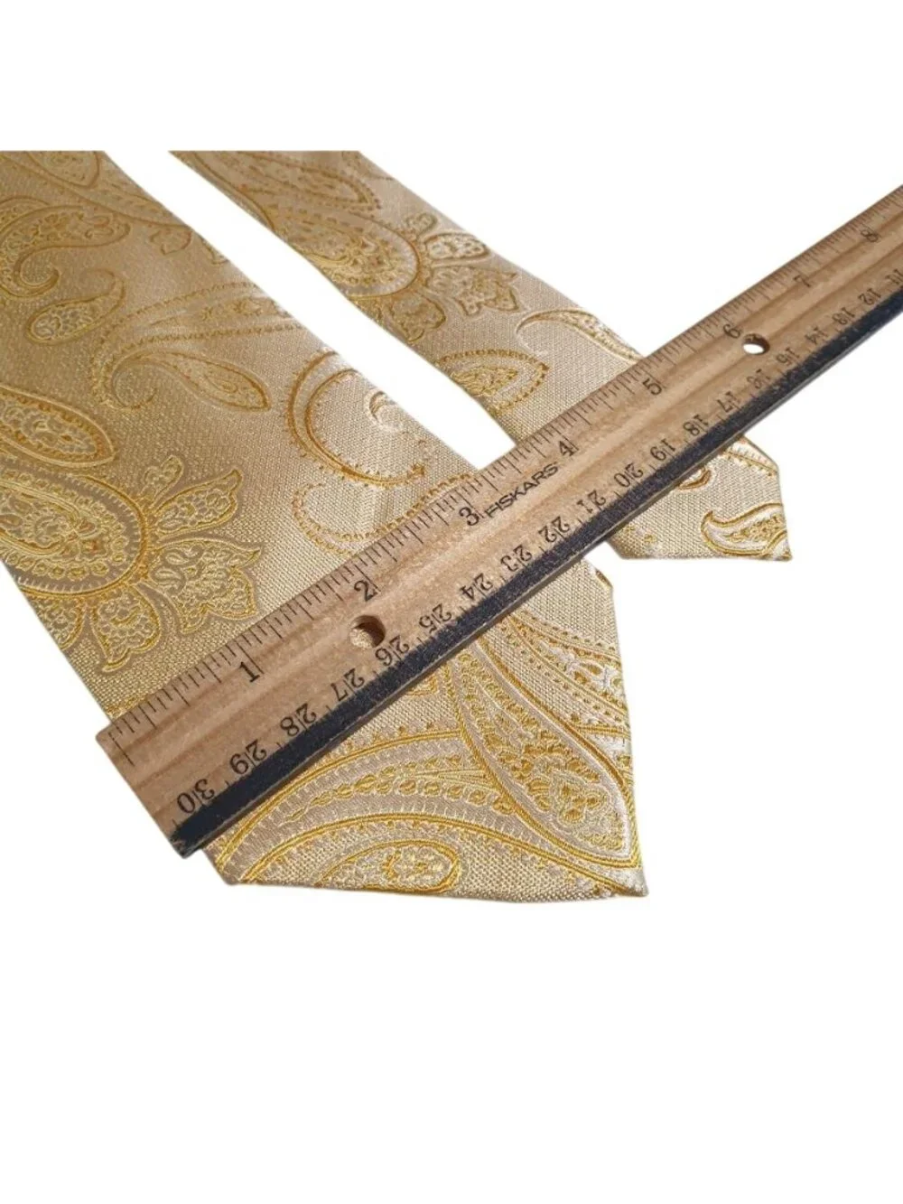 Paul Fredrick Mens Yellow Gold Paisley Necktie Silk Formal Business Wear Office